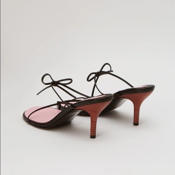 JAGGAR String Sandals Black Leather Straps Heel 40 - Picture 6 of 7